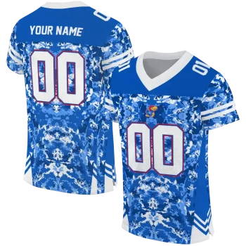 customized kansas jayhawks mirrored pattern blue jersey best selling