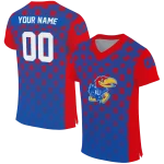 customized kansas jayhawks stacked rectangle blue jersey best selling