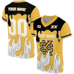 customized kennesaw state owls dripping flames gold white jersey best selling