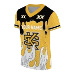 customized kennesaw state owls dripping flames gold white jersey best selling