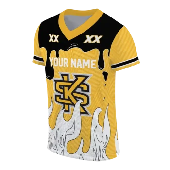 customized kennesaw state owls dripping flames gold white jersey fashion forward