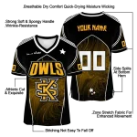 customized kennesaw state owls halftone slant gold black jersey best selling