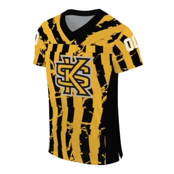 customized kennesaw state owls stripe splatter gold jersey fashion forward