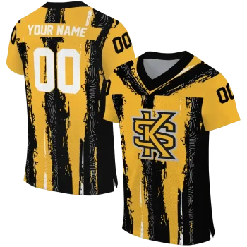 customized kennesaw state owls striped texture gold jersey best selling