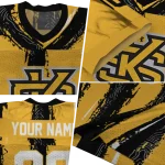 customized kennesaw state owls striped texture gold jersey best selling