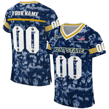 customized kent state golden flashes camouflage abstract navy blue jersey best selling