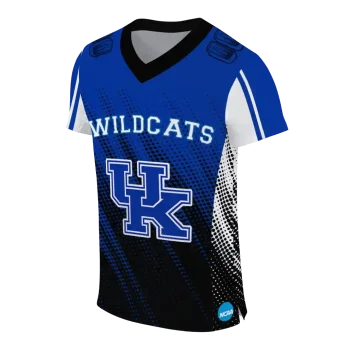 customized kentucky wildcats halftone flow blue black jersey fashion forward
