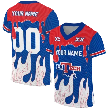 customized la tech dripping flames blue white jersey best selling