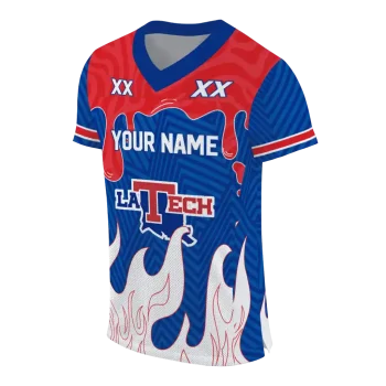 customized la tech dripping flames blue white jersey fashion forward