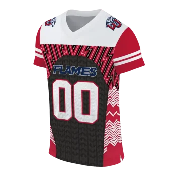 customized liberty flames tire arrows red black white jersey fashion forward