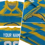 customized los angeles chargers art stripe blue jersey best selling