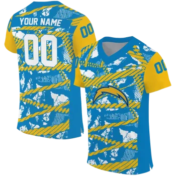 customized los angeles chargers camo shatter blue jersey best selling