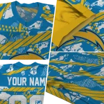 customized los angeles chargers camo shatter blue jersey best selling