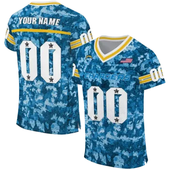 customized los angeles chargers camouflage abstract blue jersey best selling