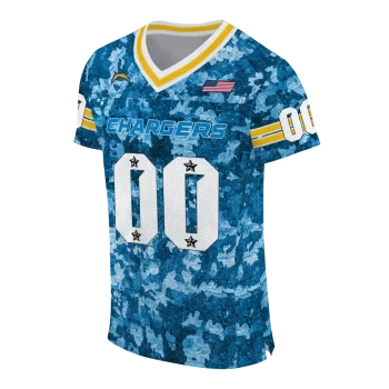 customized los angeles chargers camouflage abstract blue jersey fashion forward