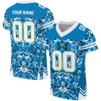 customized los angeles chargers mirrored pattern blue jersey best selling