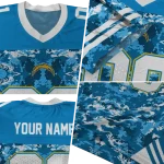 customized los angeles chargers mirrored pattern blue jersey best selling