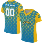 customized los angeles chargers stacked rectangle blue jersey best selling
