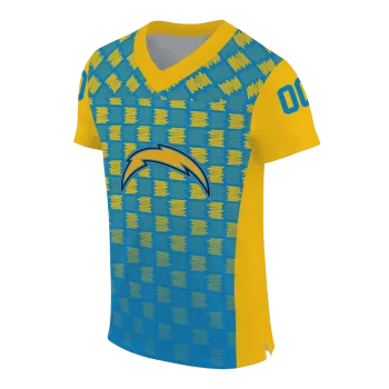 customized los angeles chargers stacked rectangle blue jersey fashion forward