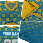 customized los angeles chargers stacked rectangle blue jersey best selling