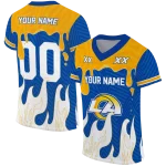 customized los angeles rams dripping flames blue white jersey best selling