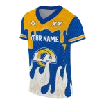 customized los angeles rams dripping flames blue white jersey best selling