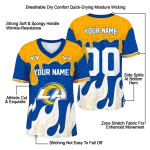 customized los angeles rams dripping flames blue white jersey best selling