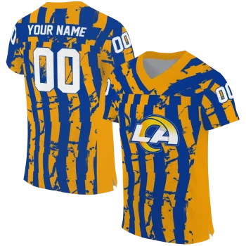 customized los angeles rams stripe splatter blue jersey best selling