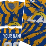 customized los angeles rams stripe splatter blue jersey best selling