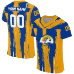 customized los angeles rams striped texture blue jersey best selling