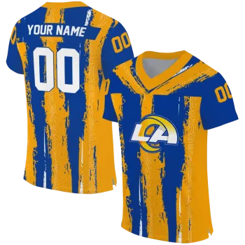 customized los angeles rams striped texture blue jersey best selling