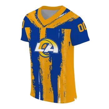 customized los angeles rams striped texture blue jersey fashion forward