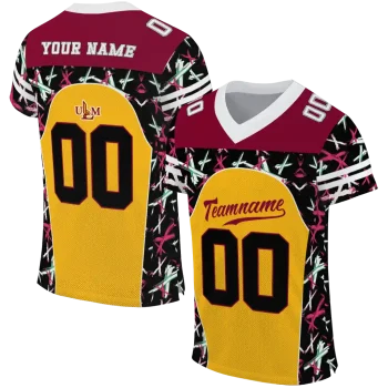 customized louisiana monroe warhawks brushstroke xs gold black jersey best selling