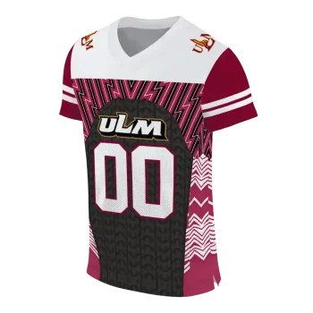 customized louisiana monroe warhawks tire arrows red black white jersey fashion forward