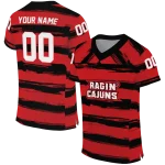customized louisiana ragin cajuns art stripe red jersey best selling