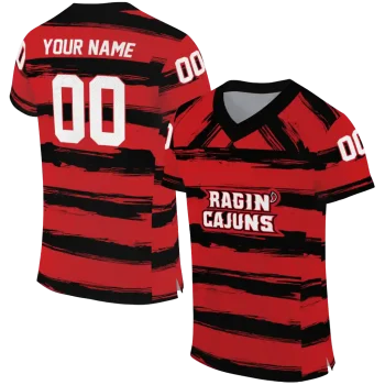 customized louisiana ragin cajuns art stripe red jersey best selling