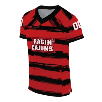 customized louisiana ragin cajuns art stripe red jersey fashion forward