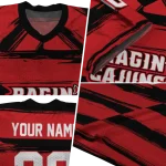 customized louisiana ragin cajuns art stripe red jersey best selling