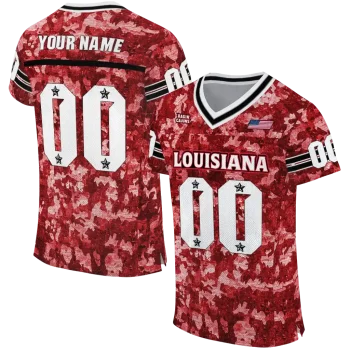 customized louisiana ragin cajuns camouflage abstract red jersey best selling