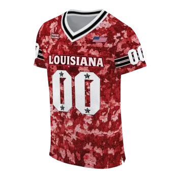 customized louisiana ragin cajuns camouflage abstract red jersey fashion forward