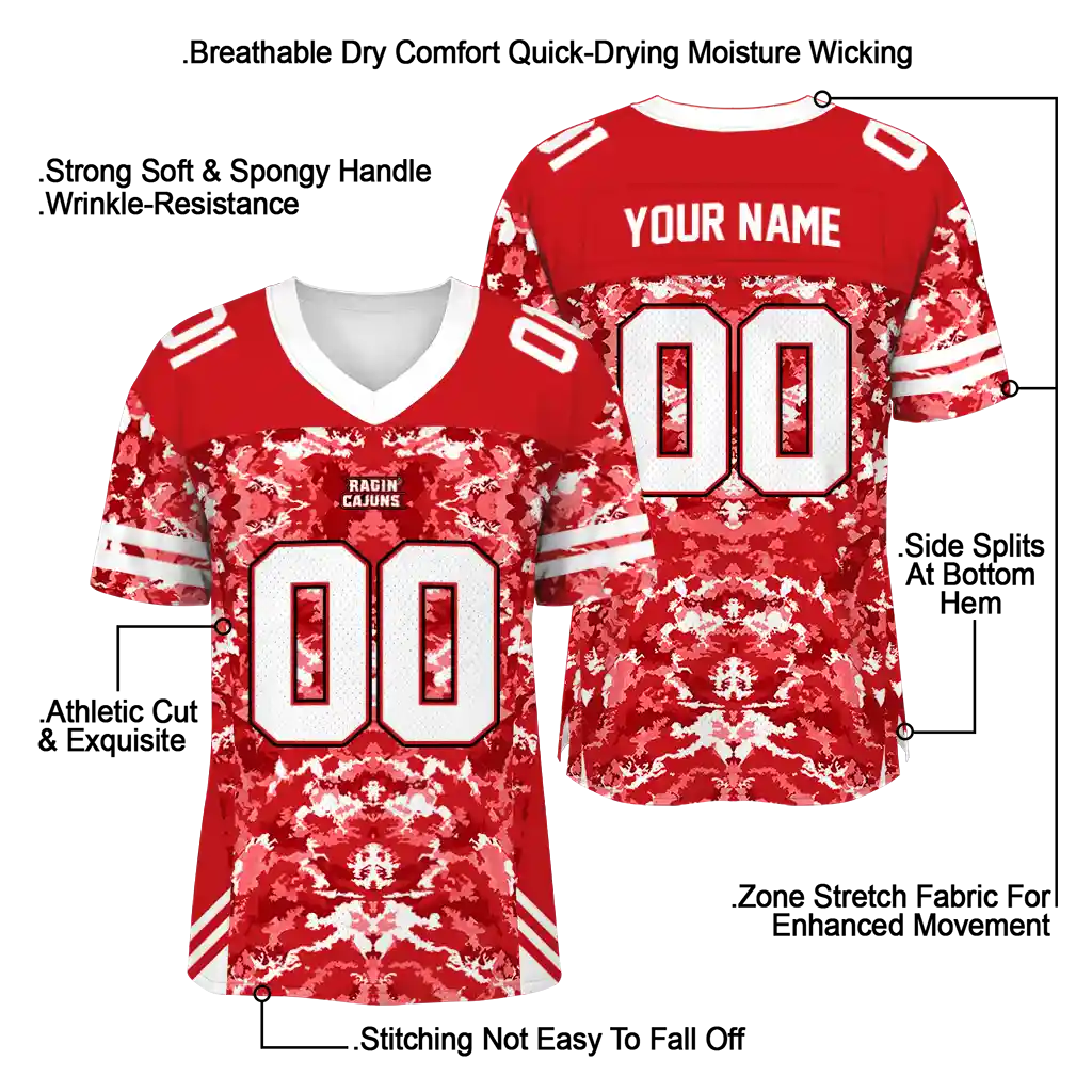 customized louisiana ragin cajuns mirrored pattern red jersey latest model customized louisiana ragin cajuns mirrored pattern red jersey latest model