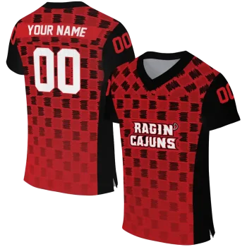 customized louisiana ragin cajuns stacked rectangle red jersey best selling