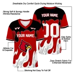 customized louisville cardinals dripping flames red white jersey best selling
