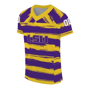 customized lsu tigers art stripe purple jersey fashion forward