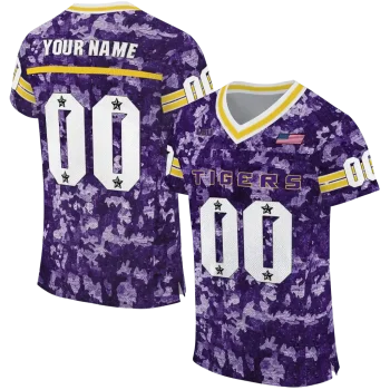 customized lsu tigers camouflage abstract purple jersey best selling