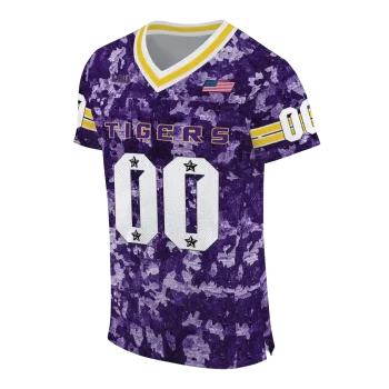 customized lsu tigers camouflage abstract purple jersey fashion forward