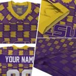 customized lsu tigers stacked rectangle purple jersey best selling