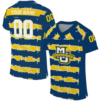 customized marquette golden eagles layered grids blue jersey best selling