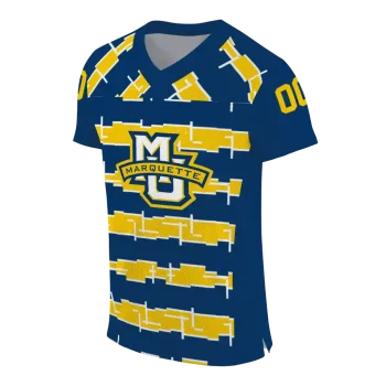 customized marquette golden eagles layered grids blue jersey fashion forward