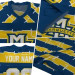 customized marquette golden eagles layered grids blue jersey best selling